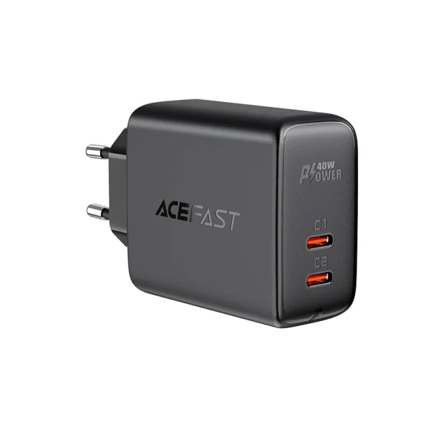 Acefast charger 2x USB Type C 40W, PPS, PD, QC 3.0, AFC, FCP black (A9 black)eng