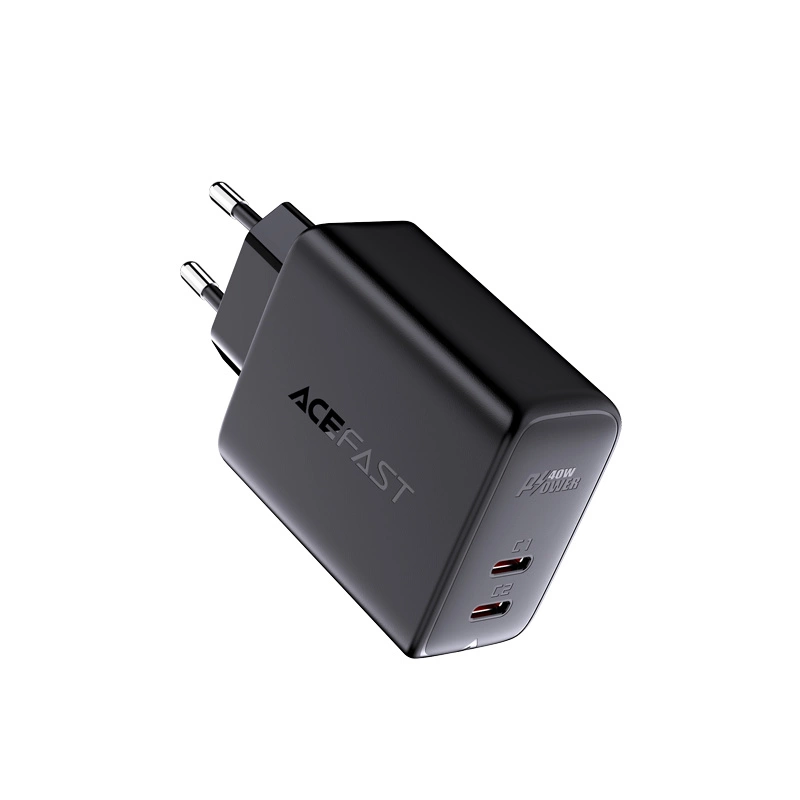 Acefast charger 2x USB Type C 40W, PPS, PD, QC 3.0, AFC, FCP black (A9 black)eng