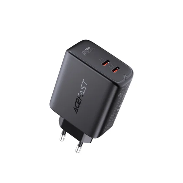 Acefast charger 2x USB Type C 40W, PPS, PD, QC 3.0, AFC, FCP black (A9 black)eng