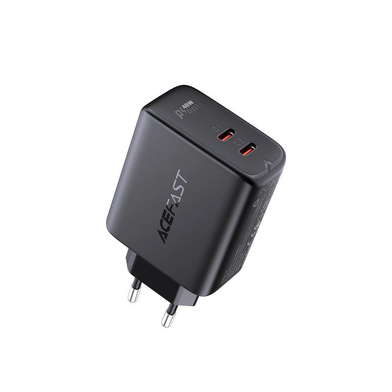 Acefast charger 2x USB Type C 40W, PPS, PD, QC 3.0, AFC, FCP black (A9 black)eng