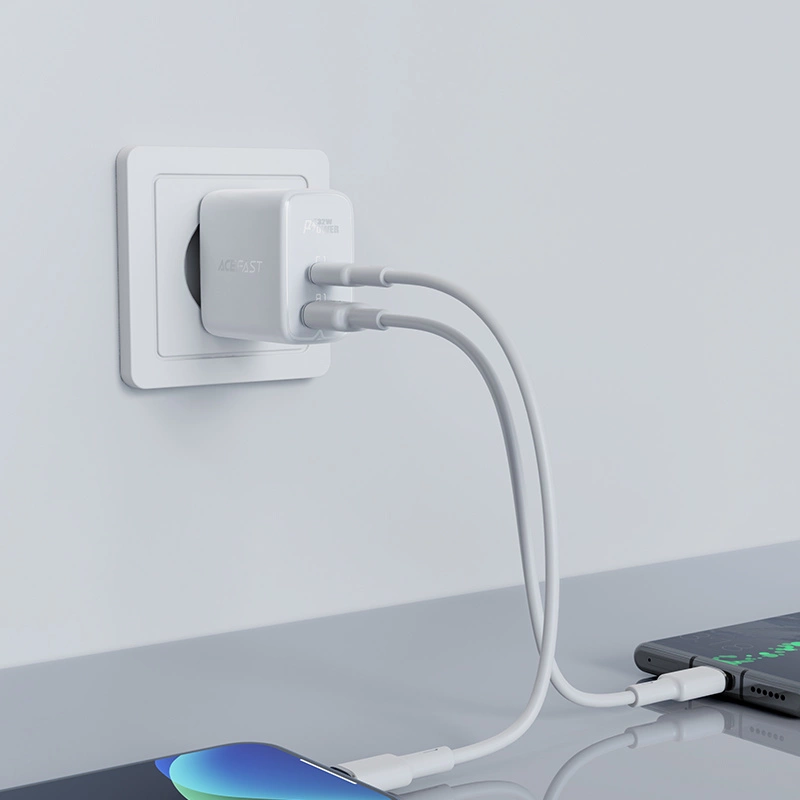 Acefast wall charger USB Type C / USB 32W, PPS, PD, QC 3.0, AFC, FCP white (A5 white)eng