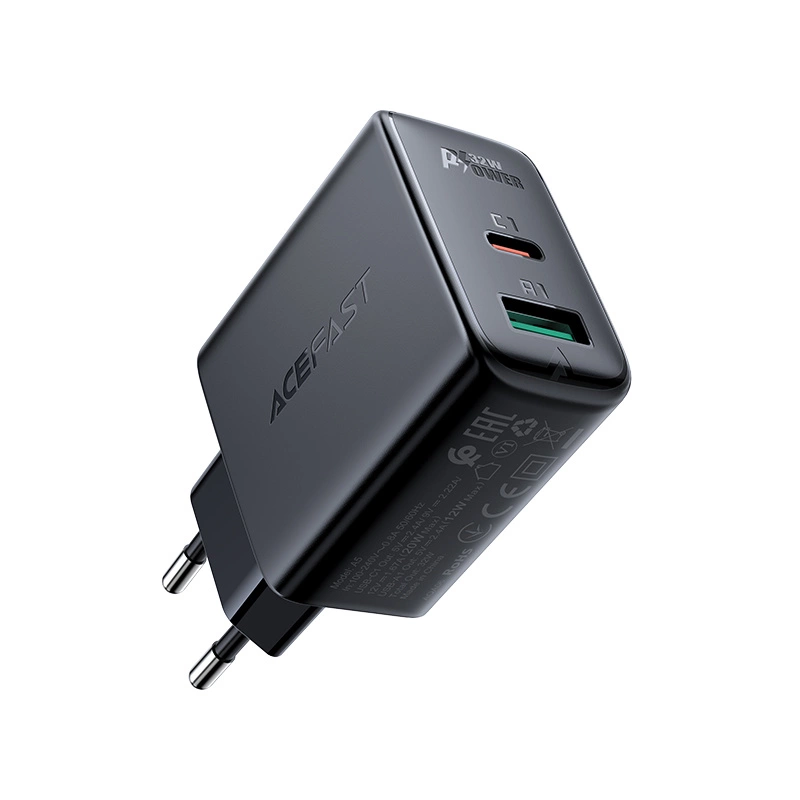 Acefast wall charger USB Type C / USB 32W, PPS, PD, QC 3.0, AFC, FCP white (A5 white)eng
