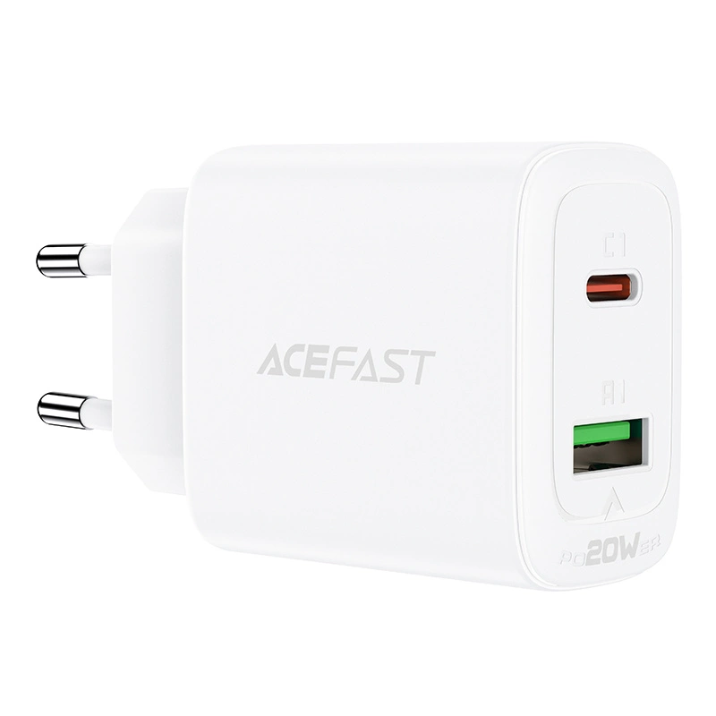 Acefast wall charger USB Type C / USB 20W, PPS, PD, QC 3.0, AFC, FCP white (A25 white)eng