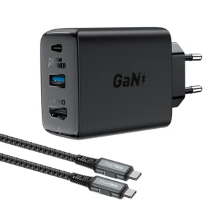 Acefast 2in1 charger GaN 65W USB Type C / USB, adapter HDMI adapter 4K 60Hz (set with cable) black (A17 black)eng