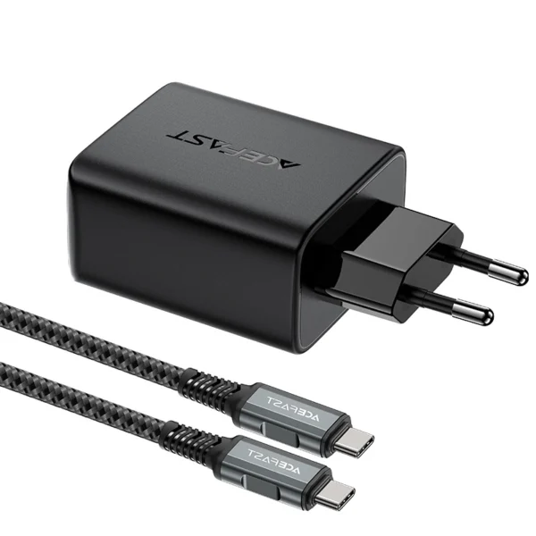 Acefast 2in1 charger GaN 65W USB Type C / USB, adapter HDMI adapter 4K 60Hz (set with cable) black (A17 black)eng
