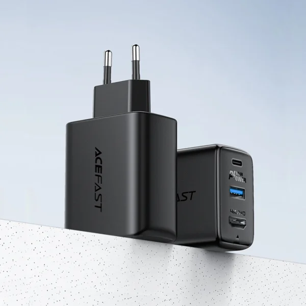 Acefast 2in1 charger GaN 65W USB Type C / USB, adapter adapter HDMI 4K @ 60Hz (set with cable) white (A17 white)eng