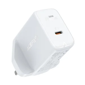 Acefast GaN wall charger (UK plug) USB Type C 30W, Power Delivery, PPS, Q3 3.0, AFC, FCP white (A24 UK white)eng