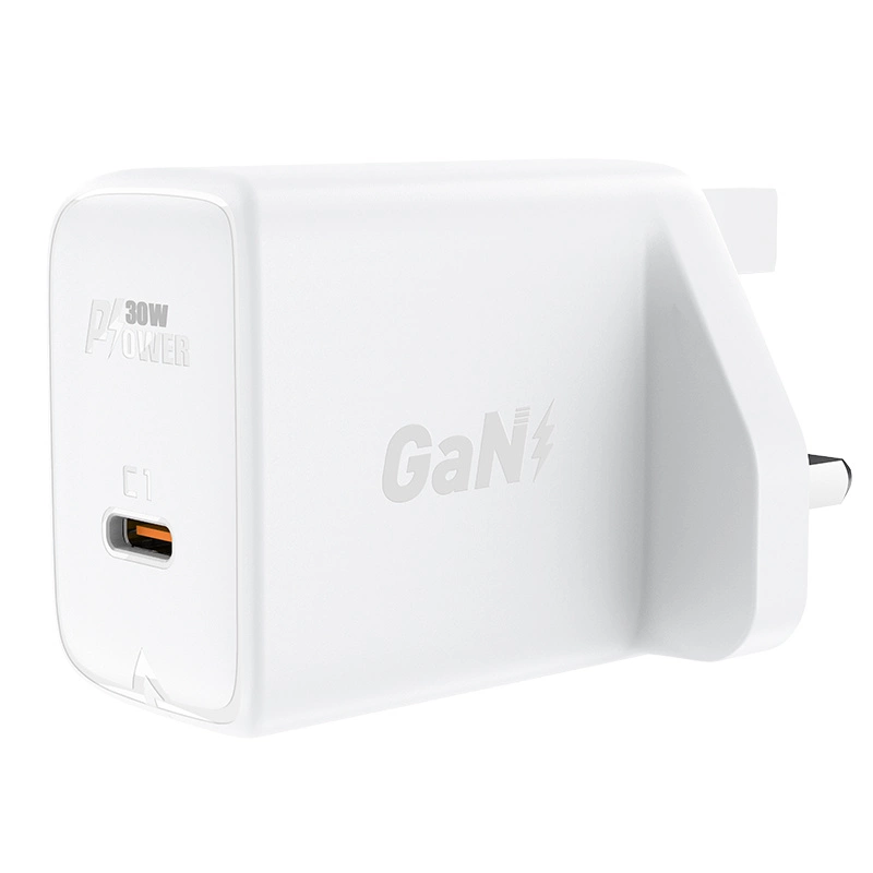 Acefast GaN wall charger (UK plug) USB Type C 30W, Power Delivery, PPS, Q3 3.0, AFC, FCP white (A24 UK white)eng