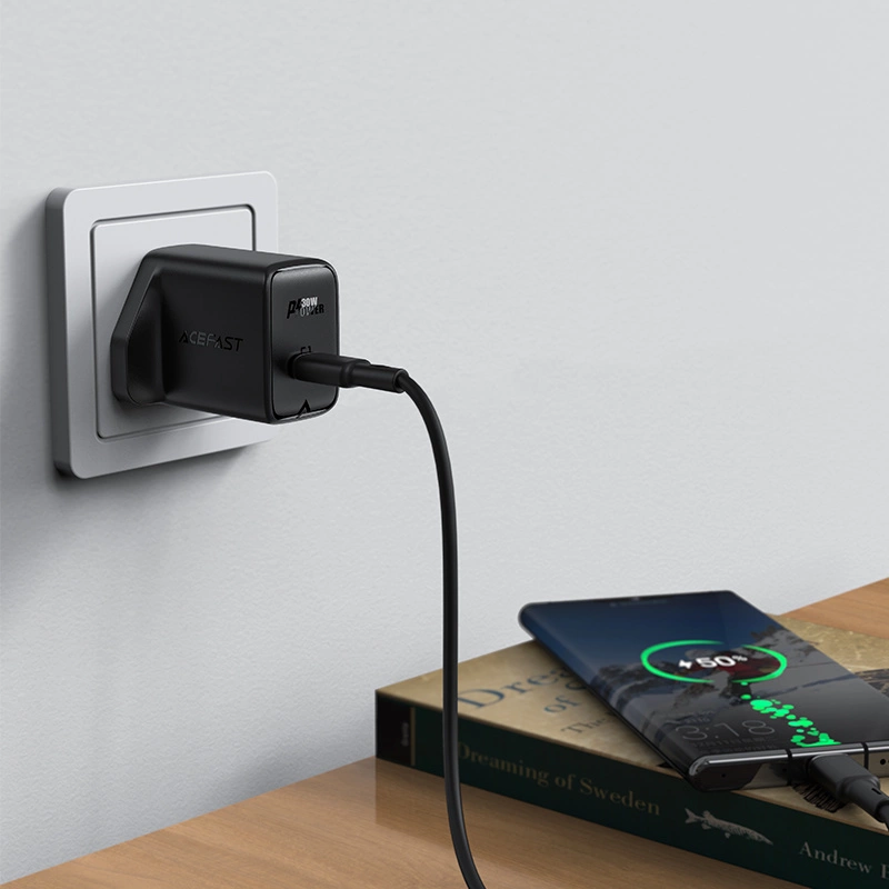 Acefast GaN wall charger (UK plug) USB Type C 30W, Power Delivery, PPS, Q3 3.0, AFC, FCP white (A24 UK white)eng