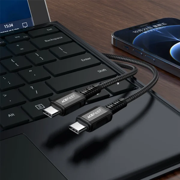 Acefast C1-03 USB-C - USB-C PD QC cable 60W 3A 480Mb/s 1.2m - blackeng