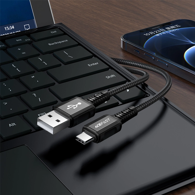 Acefast USB cable - USB Type C 1.2m, 3A black (C1-04 black)eng