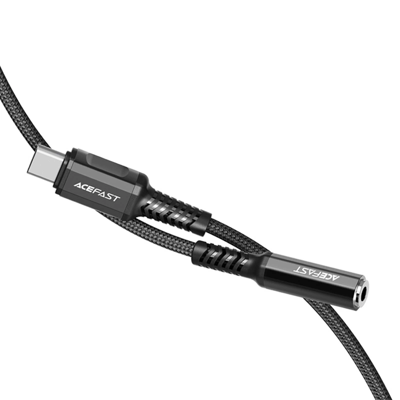 Acefast audio cable USB Type C - 3.5mm mini jack (female) 18cm, DAC, AUX black (C1-07 black)eng