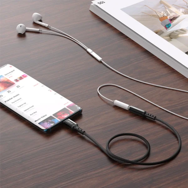 Acefast audio cable USB Type C - 3.5mm mini jack (female) 18cm, DAC, AUX black (C1-07 black)eng