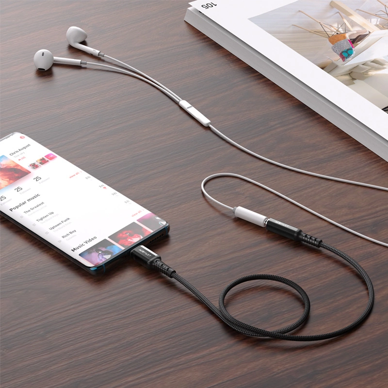 Acefast audio cable USB Type C - 3.5mm mini jack (female) 18cm, DAC, AUX black (C1-07 black)eng