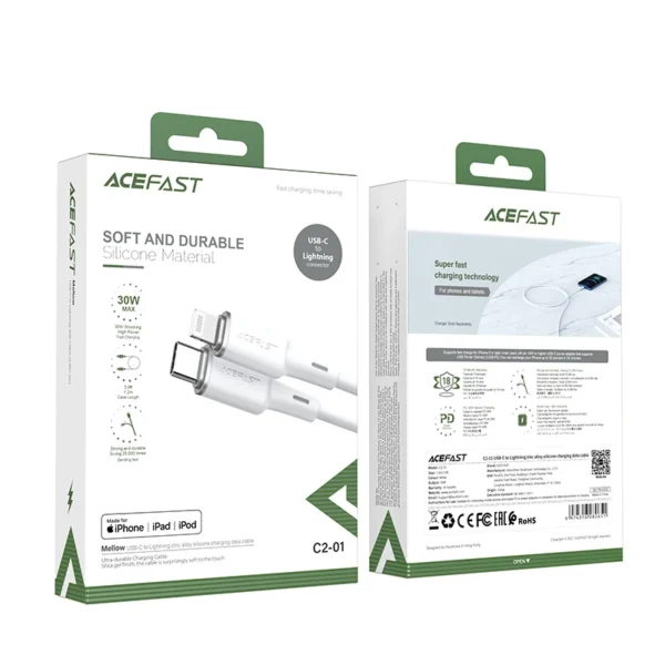 Acefast cable MFI USB Type C - Lightning 1.2m, 30W, 3A black (C2-01 black)eng
