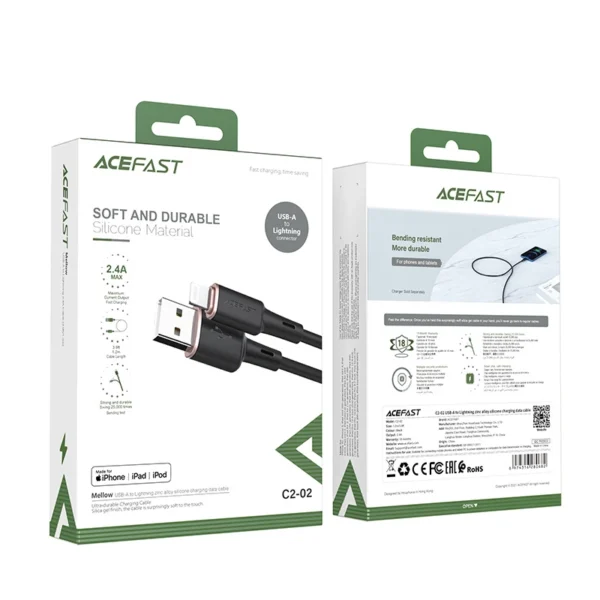 Acefast cable MFI USB - Lightning 1.2m, 2.4A black (C2-02 black)eng