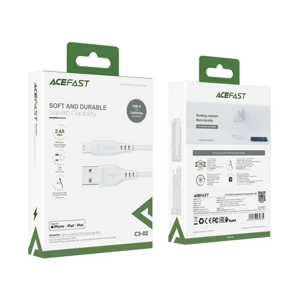Acefast MFI USB cable - Lightning 1.2m, 2.4A white (C3-02 white)eng