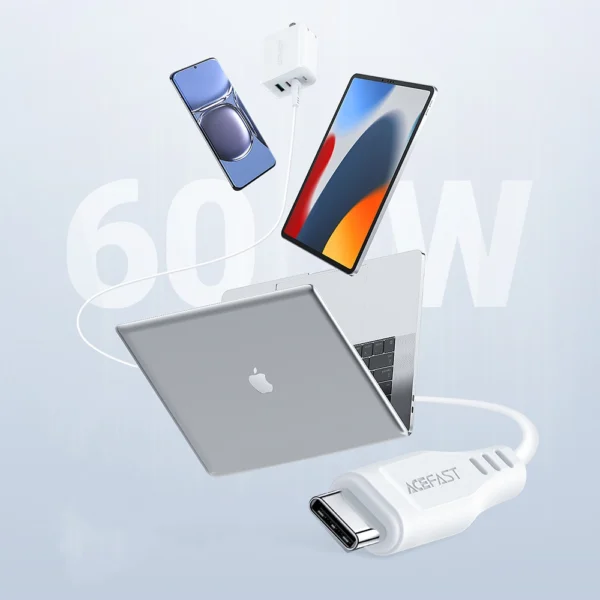 Acefast C3-03 USB-C - USB-C PD QC cable 60W 3A 480Mb/s 1.2m - whiteeng