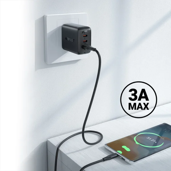 Acefast USB cable - USB Type C 1.2m, 3A black (C3-04 black)eng