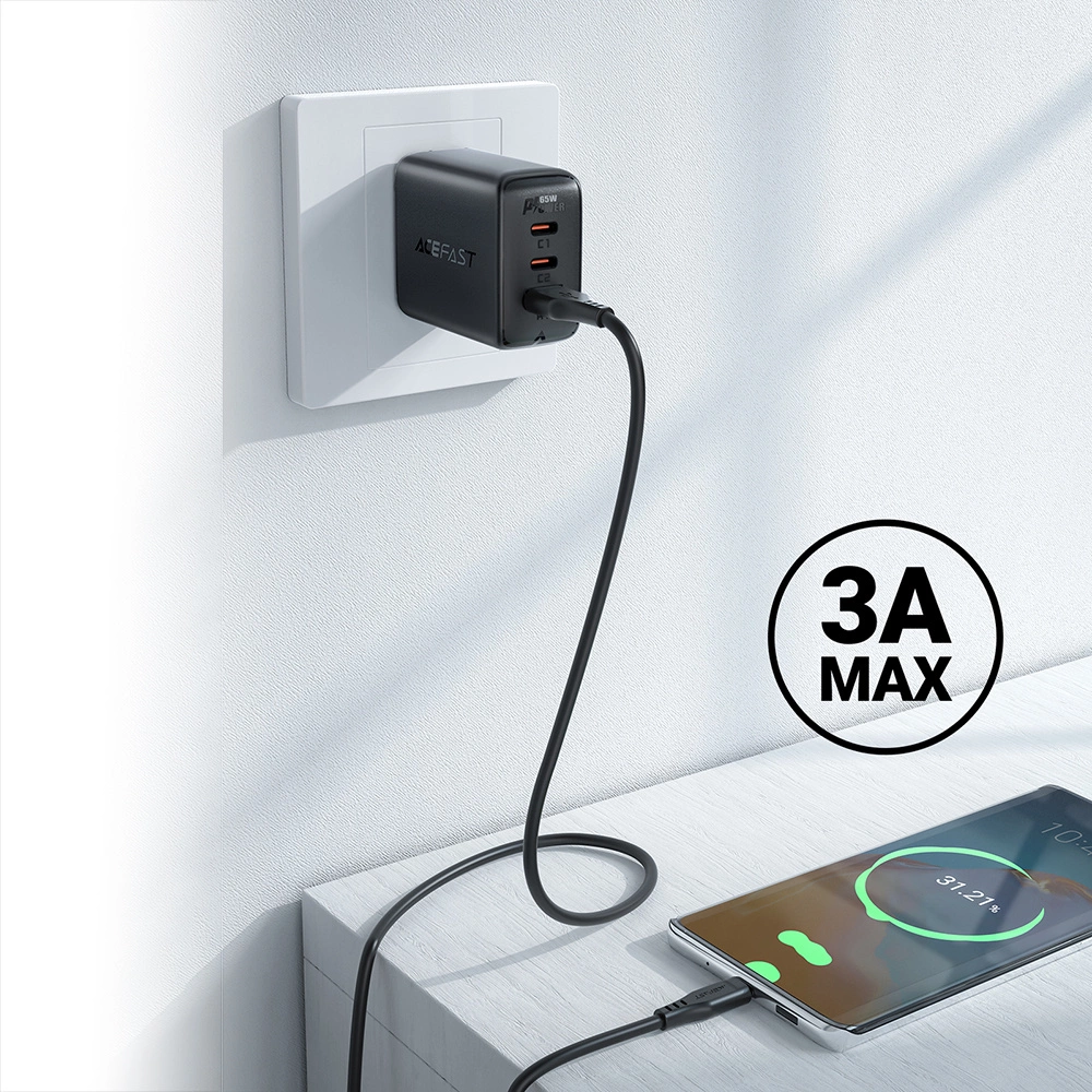 Acefast USB cable - USB Type C 1.2m, 3A black (C3-04 black)eng