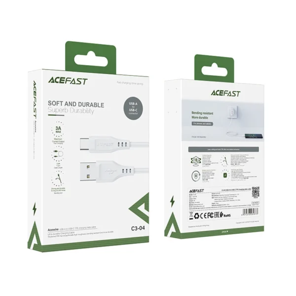 Acefast USB cable - USB Type C 1.2m, 3A white (C3-04 white)eng