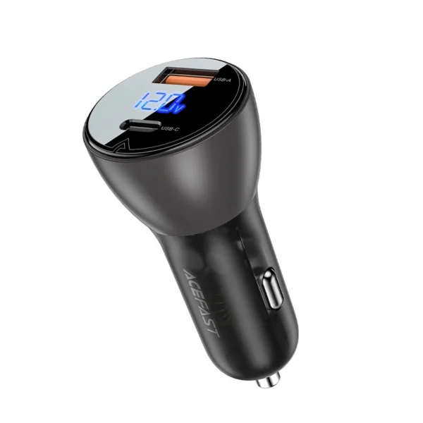 Acefast Car Charger 63W USB Type C / USB, PD3.0, PPS, QC3.0, AFC, FCP, SFCP black (B6 black)eng