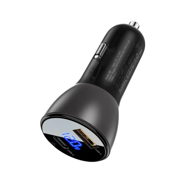 Acefast Car Charger 63W USB Type C / USB, PD3.0, PPS, QC3.0, AFC, FCP, SFCP black (B6 black)eng