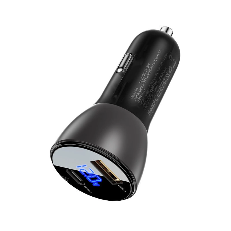 Acefast Car Charger 63W USB Type C / USB, PD3.0, PPS, QC3.0, AFC, FCP, SFCP black (B6 black)eng