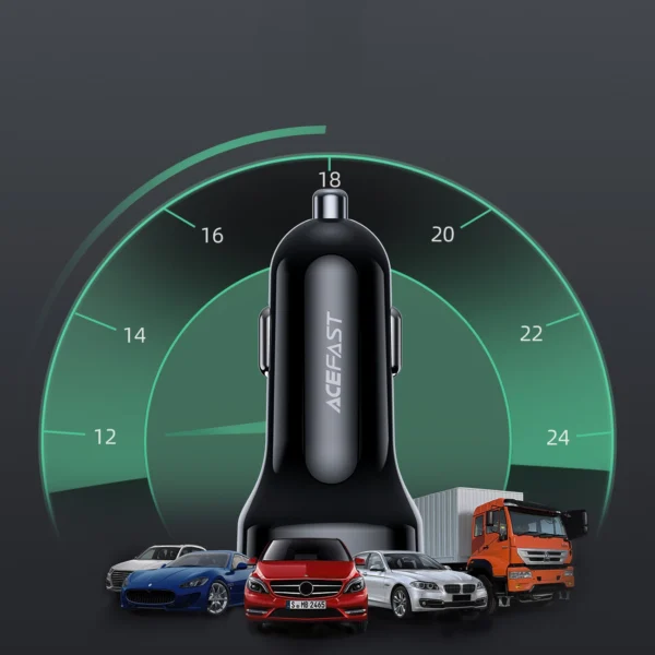 Acefast car charger 66W USB Type C / USB, PPS, Power Delivery, Quick Charge 4.0, AFC, FCP black (B4 black)eng