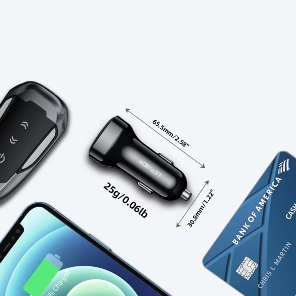 Acefast car charger 66W USB Type C / USB, PPS, Power Delivery, Quick Charge 4.0, AFC, FCP black (B4 black)eng