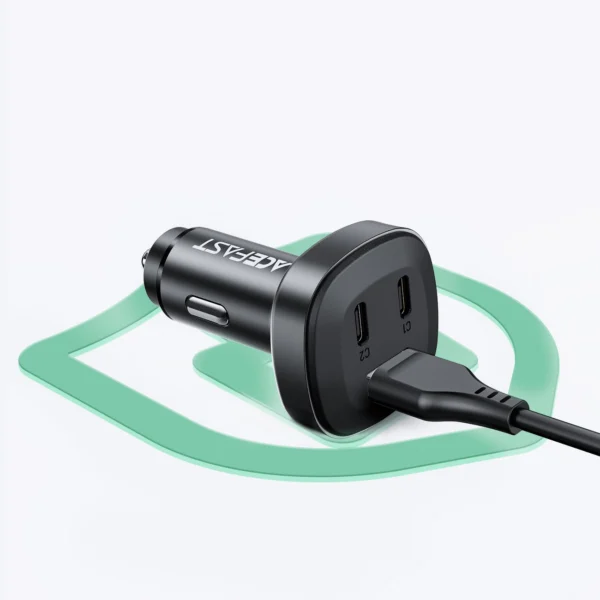Acefast car charger 66W 2x USB Type C / USB, PPS, Power Delivery, Quick Charge 4.0, AFC, FCP, SCP black (B3 black)eng