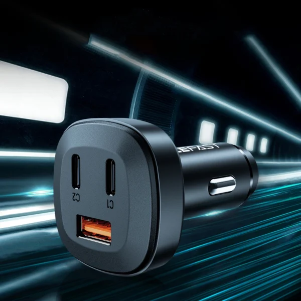 Acefast car charger 66W 2x USB Type C / USB, PPS, Power Delivery, Quick Charge 4.0, AFC, FCP, SCP black (B3 black)eng