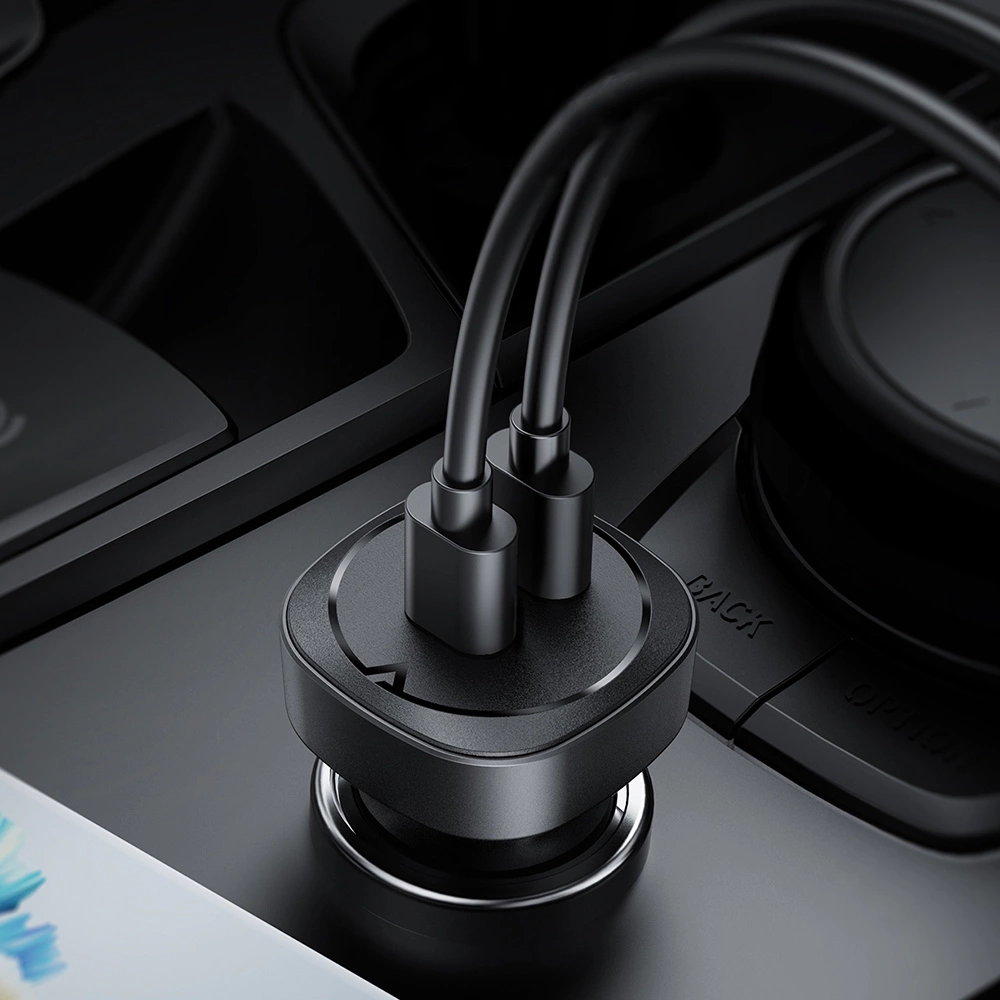 Acefast car charger 72W, 2x USB Type C, PPS, Power Delivery, Quick Charge 3.0, AFC, FCP black (B2 black)eng
