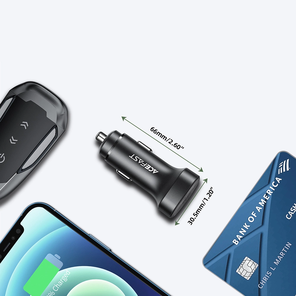 Acefast car charger 72W, 2x USB Type C, PPS, Power Delivery, Quick Charge 3.0, AFC, FCP black (B2 black)eng