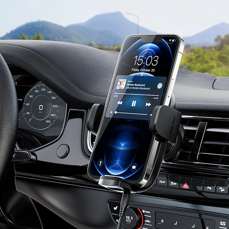 Acefast automatic phone holder for windshield, cockpit and air vent with Qi 15W wireless charger black (D10)eng