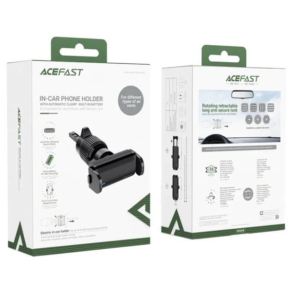 Acefast car automatic phone holder on the ventilation grille black (D9 black)eng