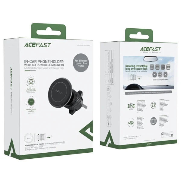 Acefast Magnetic Car Phone Holder on the Ventilation Grille Black (D6 black)eng