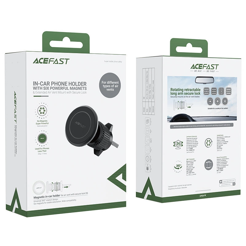 Acefast Magnetic Car Phone Holder on the Ventilation Grille Black (D6 black)eng