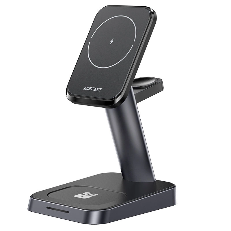 Acefast Qi Wireless Charger 15W for iPhone (with MagSafe), Apple Watch and Apple AirPods Stand Holder Magnetic Holder Black (E3 black)eng