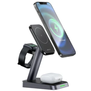 Acefast Qi Wireless Charger 15W for iPhone (with MagSafe), Apple Watch and Apple AirPods Stand Holder Magnetic Holder Black (E3 black)eng