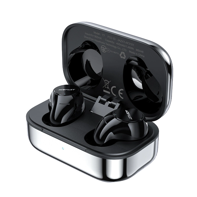 Acefast gaming in-ear wireless headphones TWS Bluetooth 5.2, cVc 8.0, aptX, SBC, AAC, 65ms delay waterproof IPX4 silver (T7 silver)eng
