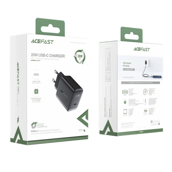 Acefast fast USB Type C 20W Power Delivery charger black (A1 EU black)eng