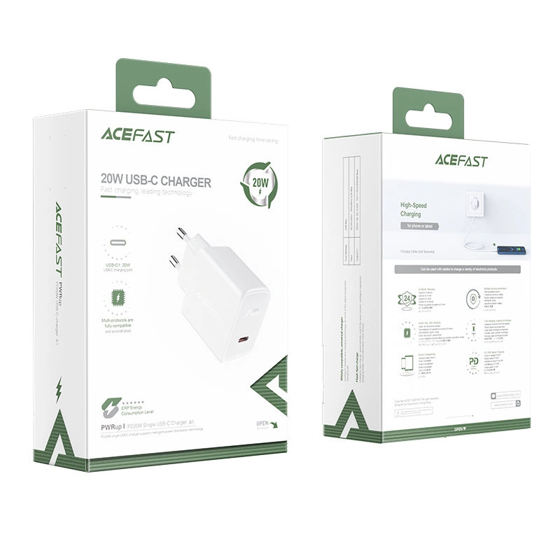 Acefast fast charger USB Type C 20W Power Delivery white (A1 EU white)eng