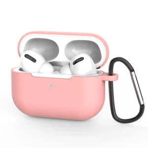Case for AirPods Pro 2 / AirPods Pro Silicone Soft Earphone Cover + Keychain Lobster Clasp Pendant Pink (Case D)eng
