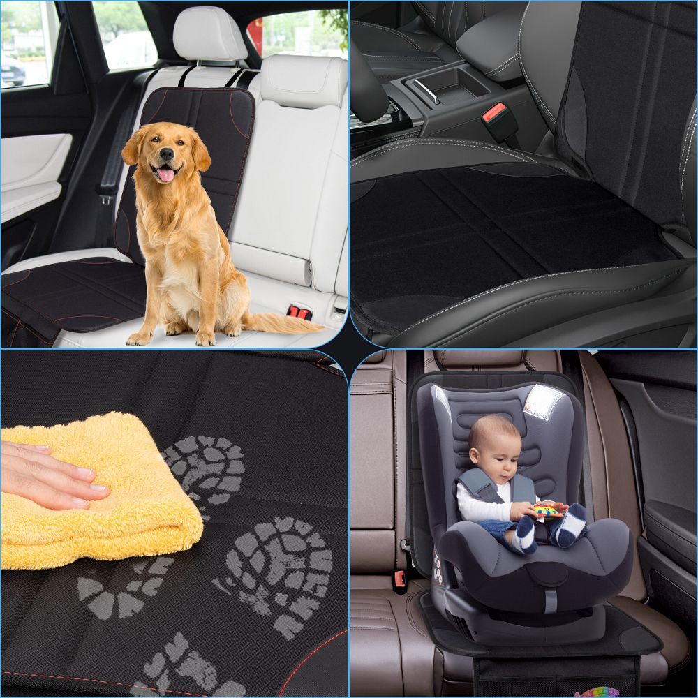 Protective mat for car seat with organizer black