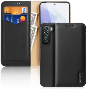 Dux Ducis Hivo Leather Flip Cover Genuine Leather Wallet For Cards And Documents Samsung Galaxy S22 + (S22 Plus) Blackeng