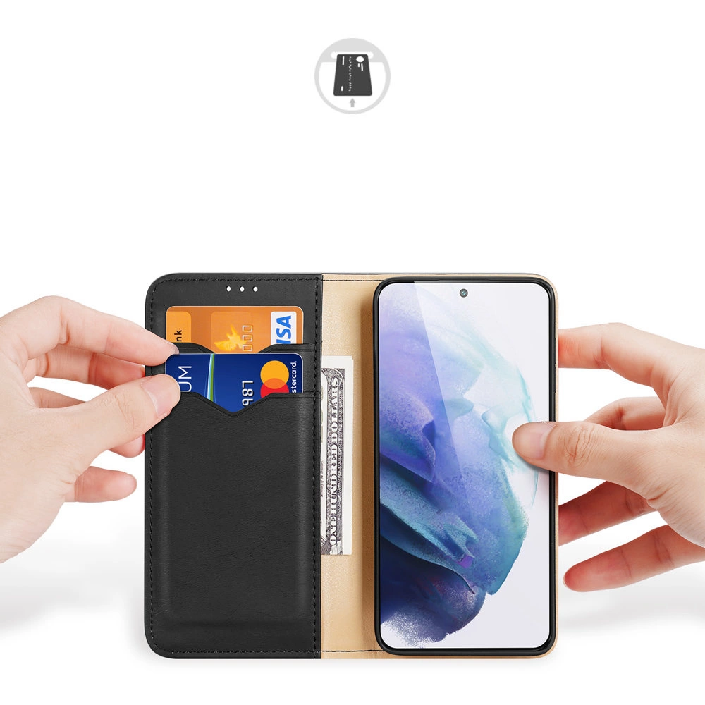 Dux Ducis Hivo Leather Flip Cover Genuine Leather Wallet For Cards And Documents Samsung Galaxy S22 + (S22 Plus) Blackeng