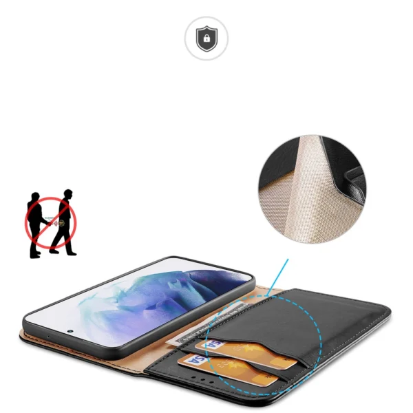 Dux Ducis Hivo Leather Flip Cover Genuine Leather Wallet For Cards And Documents Samsung Galaxy S22 + (S22 Plus) Blackeng