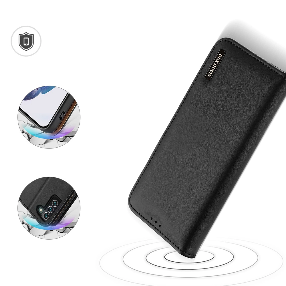 Dux Ducis Hivo Leather Flip Cover Genuine Leather Wallet For Cards And Documents Samsung Galaxy S22 + (S22 Plus) Blackeng