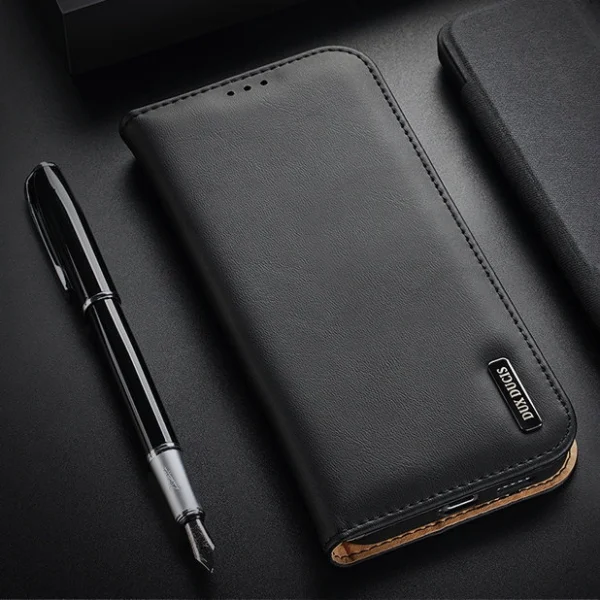 Dux Ducis Hivo Leather Flip Cover Genuine Leather Wallet For Cards And Documents Samsung Galaxy S22 + (S22 Plus) Blackeng